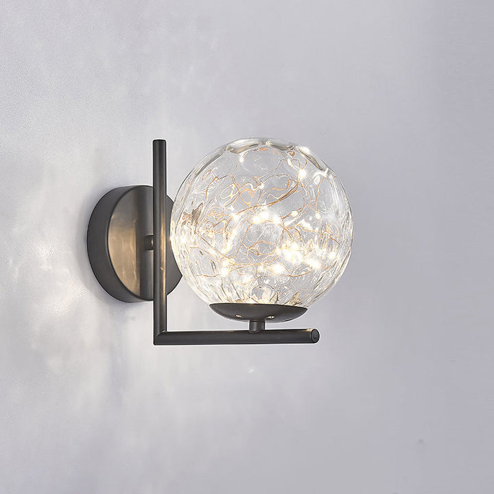 Lisslune | Glass Mini Globe Wall Lamp Designer Style LED Wall Mount Light Fixture for Bedroom