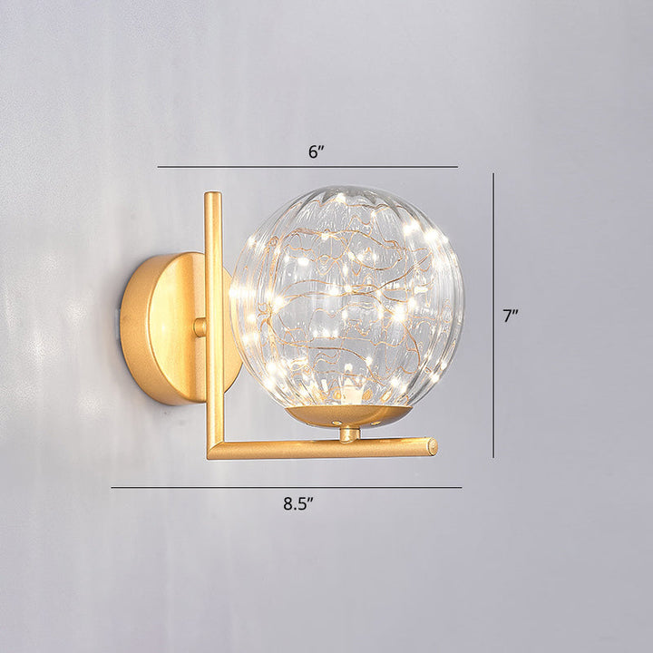 Lisslune | Glass Mini Globe Wall Lamp Designer Style LED Wall Mount Light Fixture for Bedroom