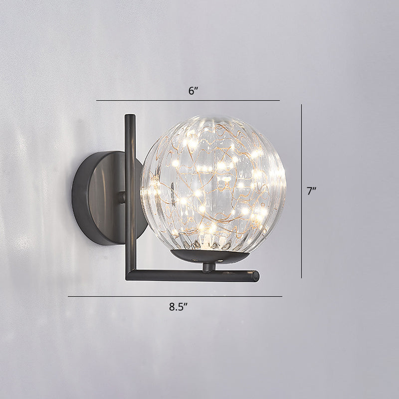 Lisslune | Glass Mini Globe Wall Lamp Designer Style LED Wall Mount Light Fixture for Bedroom