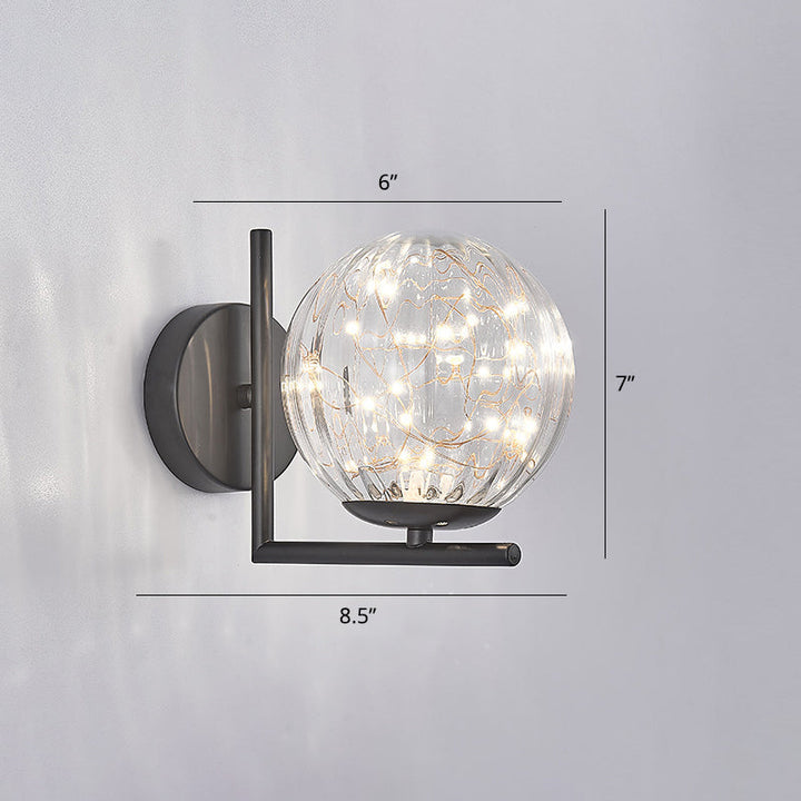 Lisslune | Glass Mini Globe Wall Lamp Designer Style LED Wall Mount Light Fixture for Bedroom