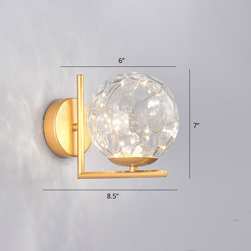 Lisslune | Glass Mini Globe Wall Lamp Designer Style LED Wall Mount Light Fixture for Bedroom