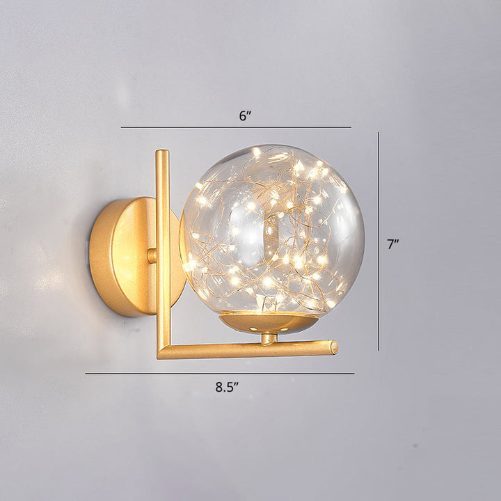 Lisslune | Glass Mini Globe Wall Lamp Designer Style LED Wall Mount Light Fixture for Bedroom