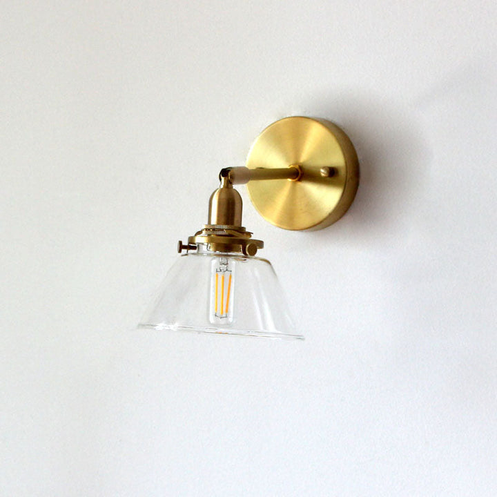 Lisslune | Minimalist Rejuvenation Rotating Wall Lighting Single Lamps Glass Wall Lamp in Brass for Living Room