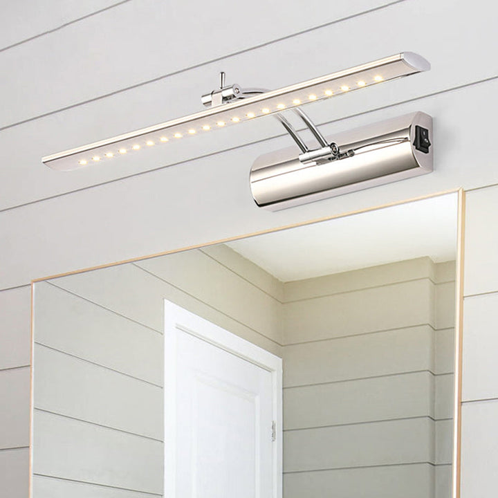 Skørter | Nickel-Finish Linear Wall-Mounted Vanity Light Minimalist LED Metal Adjustable Wall Lamp