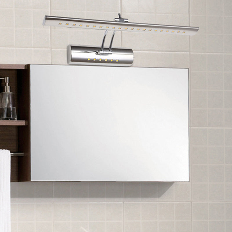 Skørter | Nickel-Finish Linear Wall-Mounted Vanity Light Minimalist LED Metal Adjustable Wall Lamp