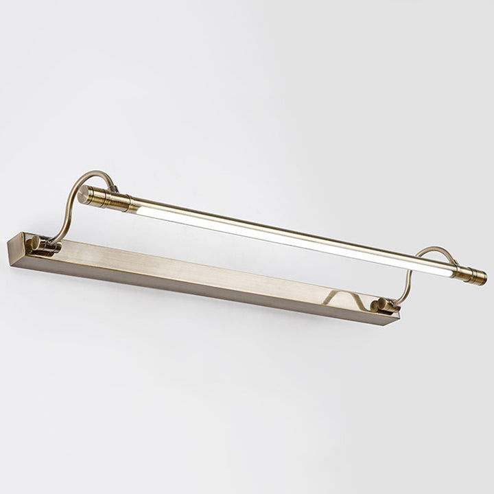 Skørter | Nickel-Finish Metal Vanity Lamp Tubular Country House Style Wall Light with Adjustable Curved Arm