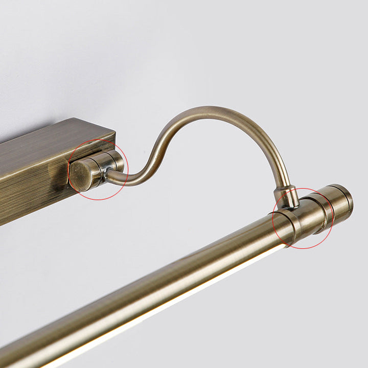 Skørter | Nickel-Finish Metal Vanity Lamp Tubular Country House Style Wall Light with Adjustable Curved Arm