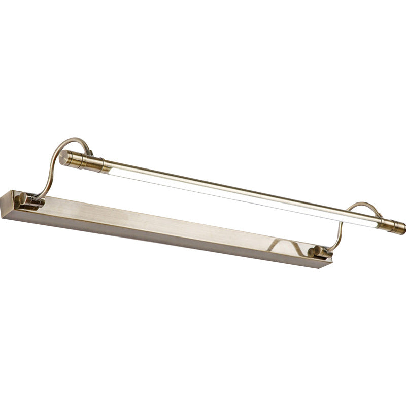 Skørter | Nickel-Finish Metal Vanity Lamp Tubular Country House Style Wall Light with Adjustable Curved Arm