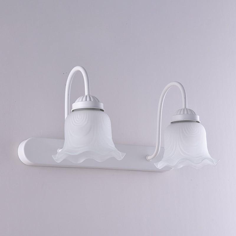 Skørter | Vintage Ruffle Wall Mount Lighting Milk Glass Sink Wall Light with Goose Neck Arm for Bathroom