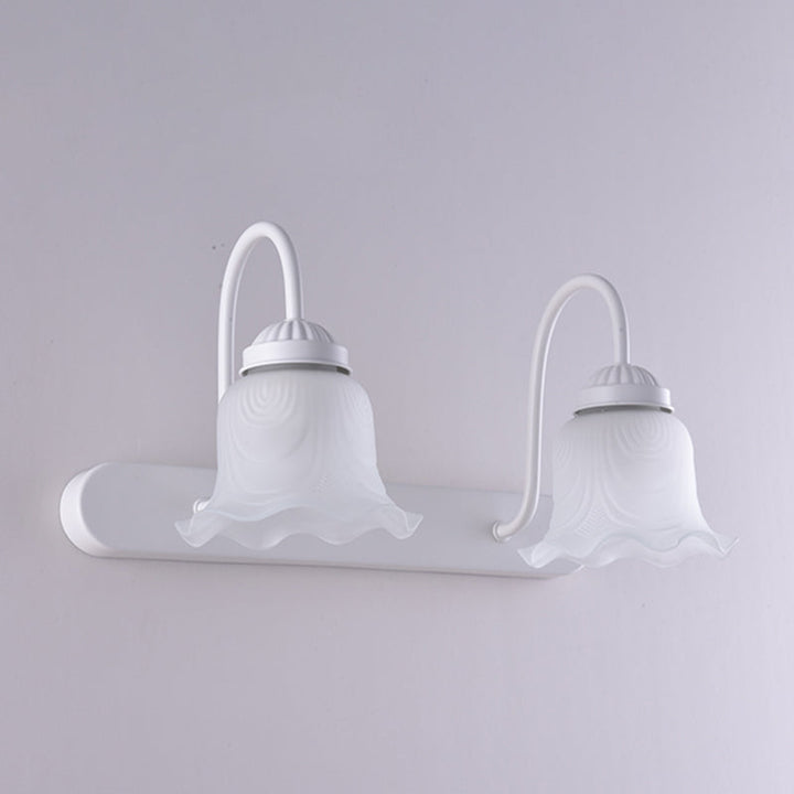 Skørter | Vintage Ruffle Wall Mount Lighting Milk Glass Sink Wall Light with Goose Neck Arm for Bathroom