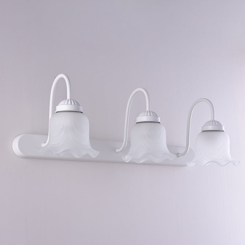 Skørter | Vintage Ruffle Wall Mount Lighting Milk Glass Sink Wall Light with Goose Neck Arm for Bathroom