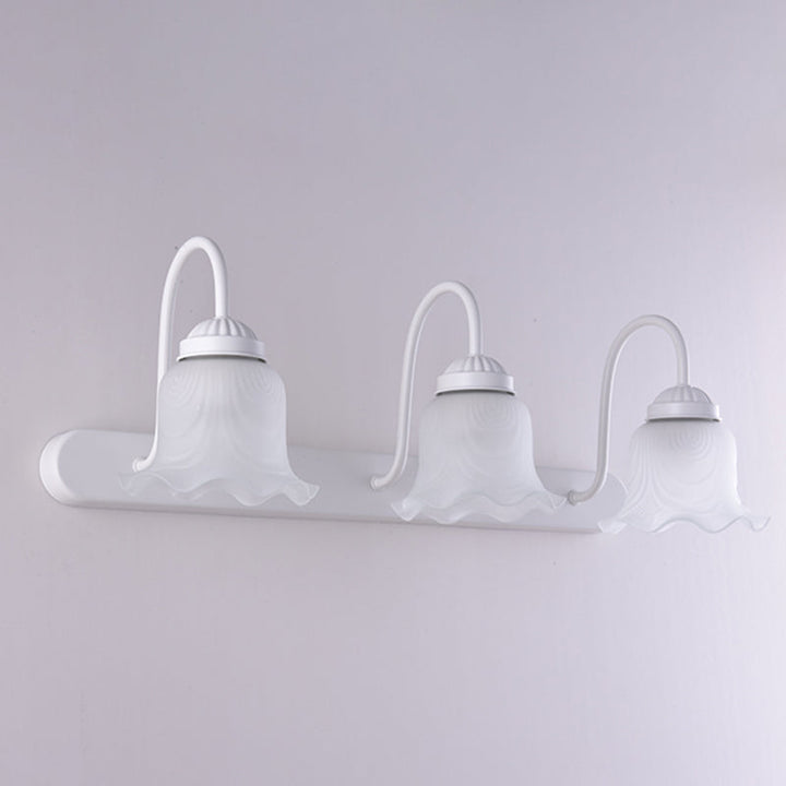 Skørter | Vintage Ruffle Wall Mount Lighting Milk Glass Sink Wall Light with Goose Neck Arm for Bathroom