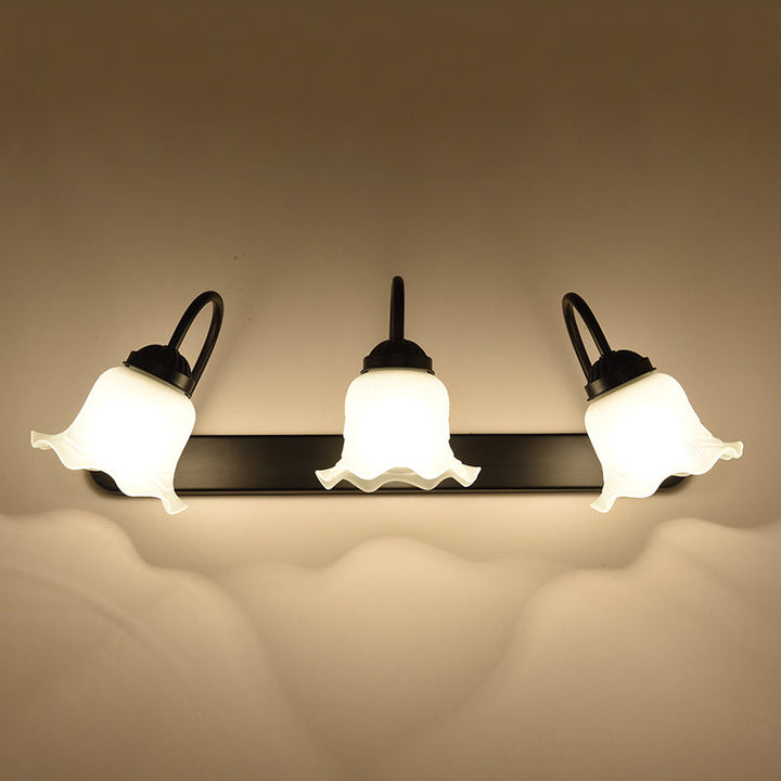 Skørter | Vintage Ruffle Wall Mount Lighting Milk Glass Sink Wall Light with Goose Neck Arm for Bathroom