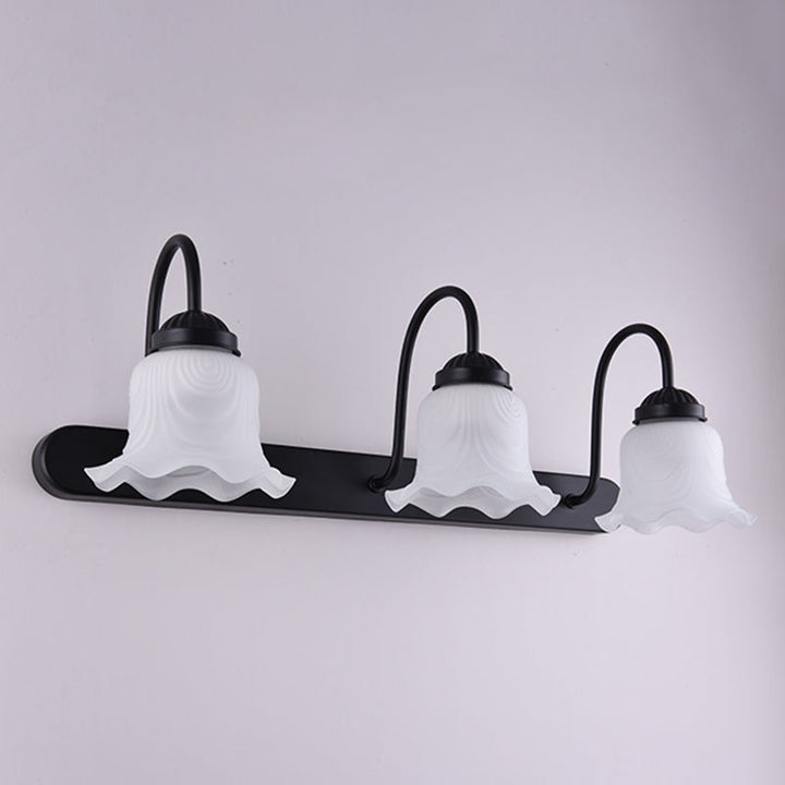 Skørter | Vintage Ruffle Wall Mount Lighting Milk Glass Sink Wall Light with Goose Neck Arm for Bathroom