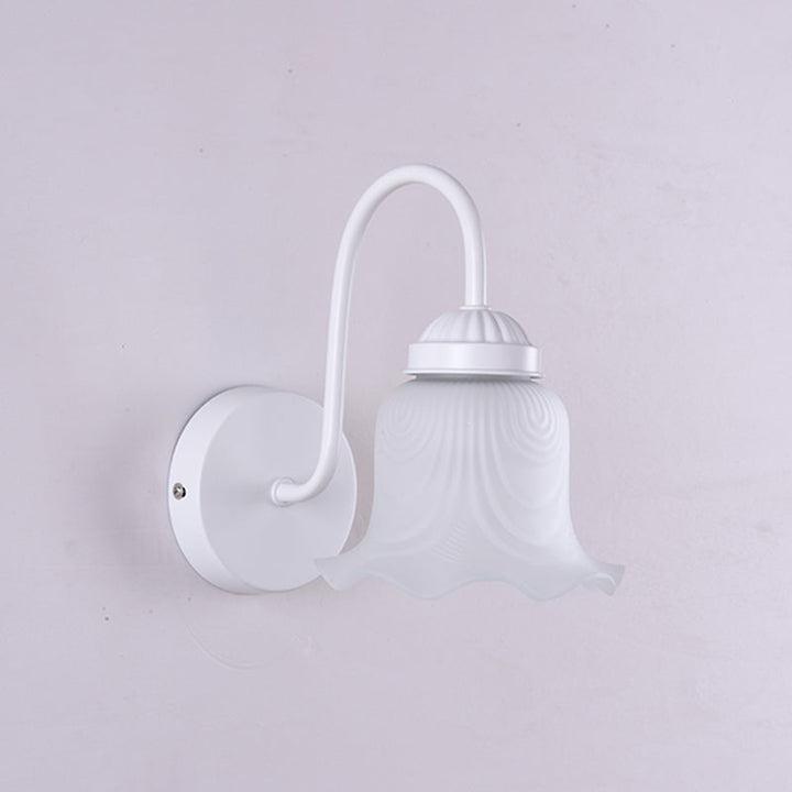 Skørter | Vintage Ruffle Wall Mount Lighting Milk Glass Sink Wall Light with Goose Neck Arm for Bathroom