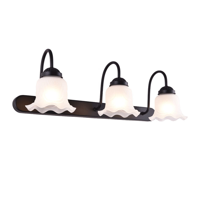 Skørter | Vintage Ruffle Wall Mount Lighting Milk Glass Sink Wall Light with Goose Neck Arm for Bathroom