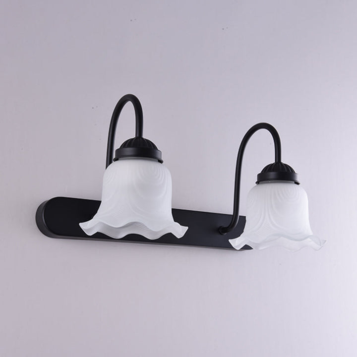Skørter | Vintage Ruffle Wall Mount Lighting Milk Glass Sink Wall Light with Goose Neck Arm for Bathroom