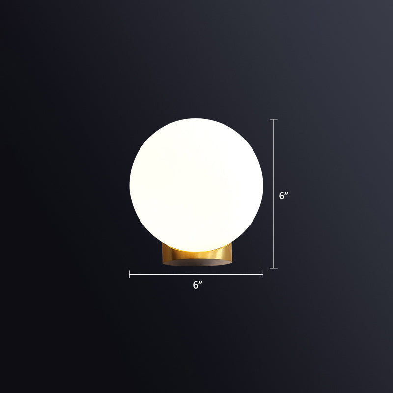 Lisslune | Simple spherical wall-mounted lamp opal glass 1 bulb bedside wall lantern light in brass