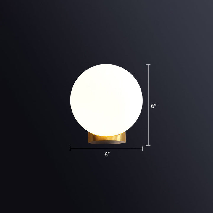 Lisslune | Simple spherical wall-mounted lamp opal glass 1 bulb bedside wall lantern light in brass