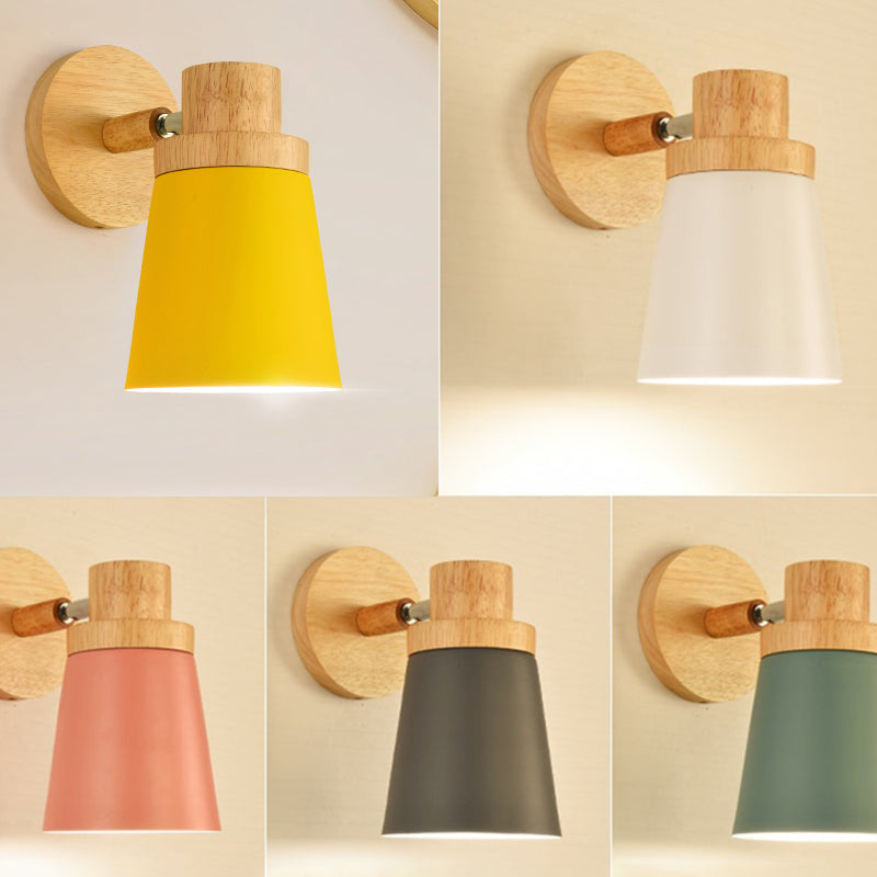 Lisslune | 1-Äpartner bedside reading lamp Macaron wall light with rotatable conical metal shade
