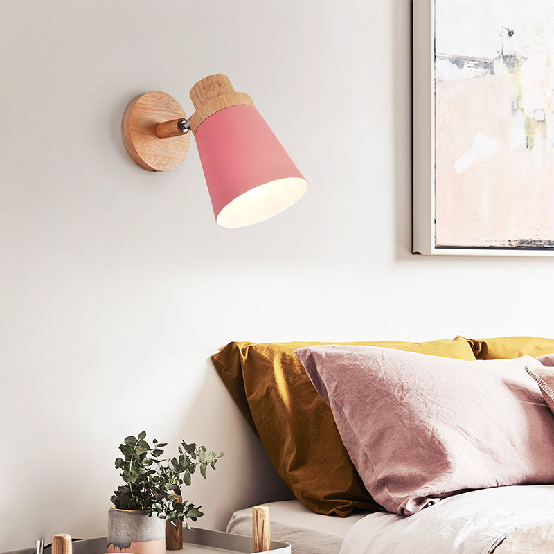 Lisslune | 1-Äpartner bedside reading lamp Macaron wall light with rotatable conical metal shade