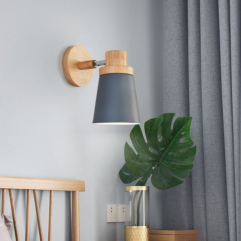 Lisslune | 1-Äpartner bedside reading lamp Macaron wall light with rotatable conical metal shade