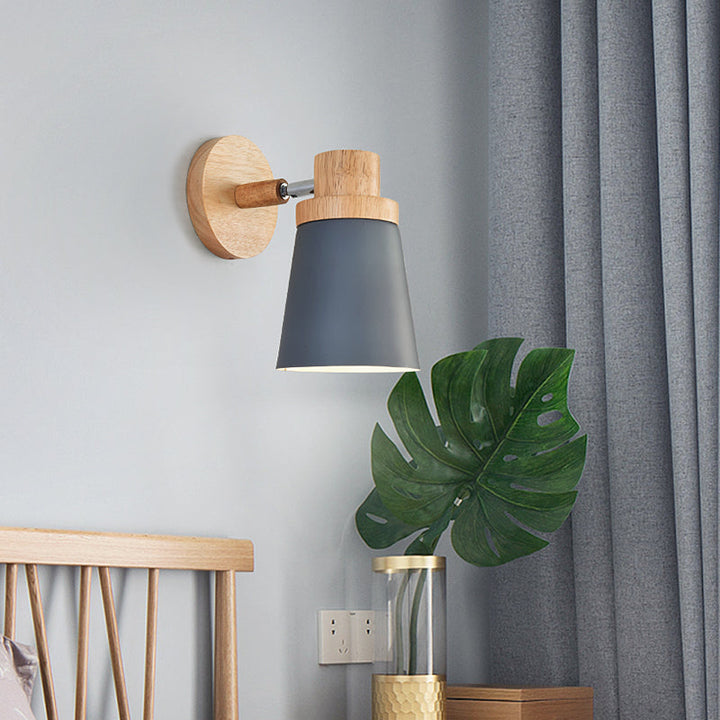 Lisslune | 1-Äpartner bedside reading lamp Macaron wall light with rotatable conical metal shade