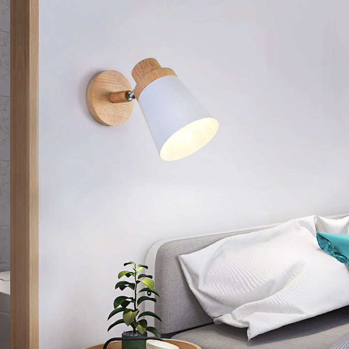 Lisslune | 1-Äpartner bedside reading lamp Macaron wall light with rotatable conical metal shade