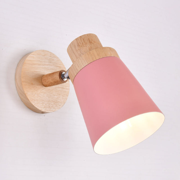 Lisslune | 1-Äpartner bedside reading lamp Macaron wall light with rotatable conical metal shade