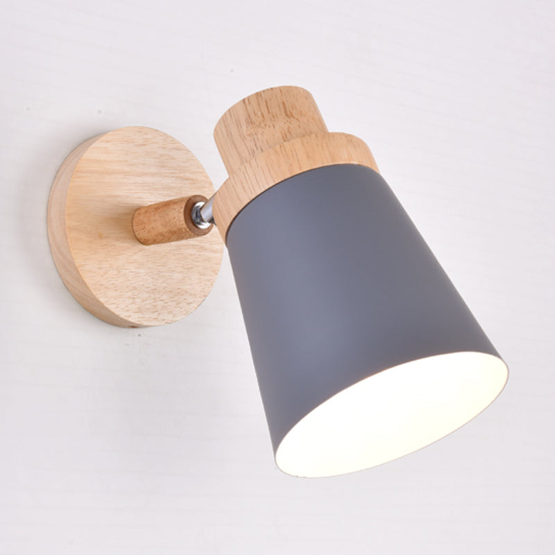Lisslune | 1-Äpartner bedside reading lamp Macaron wall light with rotatable conical metal shade