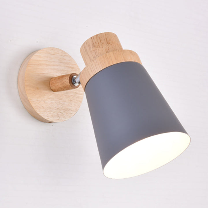Lisslune | 1-Äpartner bedside reading lamp Macaron wall light with rotatable conical metal shade