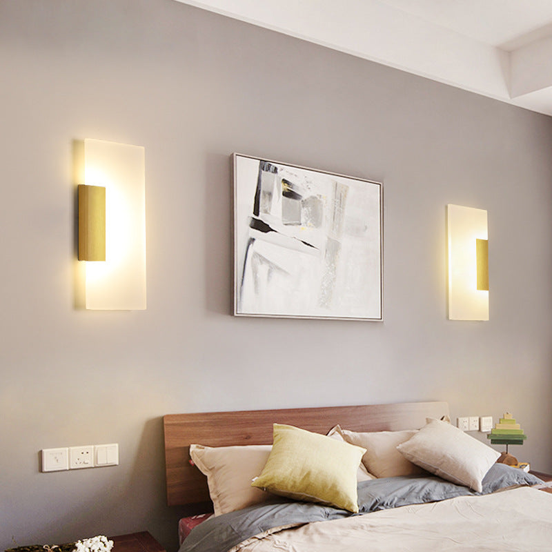 Lisslune | Rectangular Acrylic Wall Sconces Lamp Minimalism Gold LED Wall Lighting for Hallway