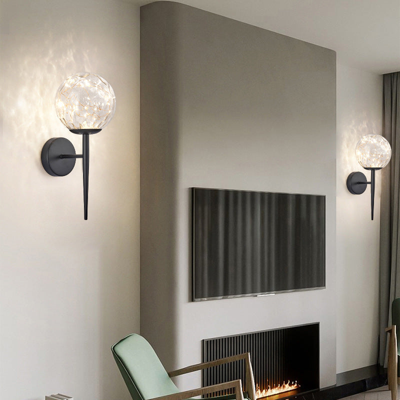 Lisslune | Living Room LED Wall Light Nordic Starry Sky Wall Light with Glass Shade