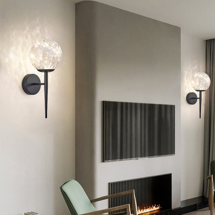 Lisslune | Living Room LED Wall Light Nordic Starry Sky Wall Light with Glass Shade