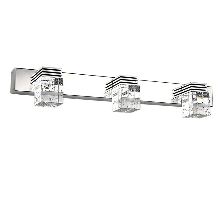 Lisslune | Seedy K9 Crystal Cube Vanity Sconce Contemporary Nickel LED Wall Mounted Light for Bathroom