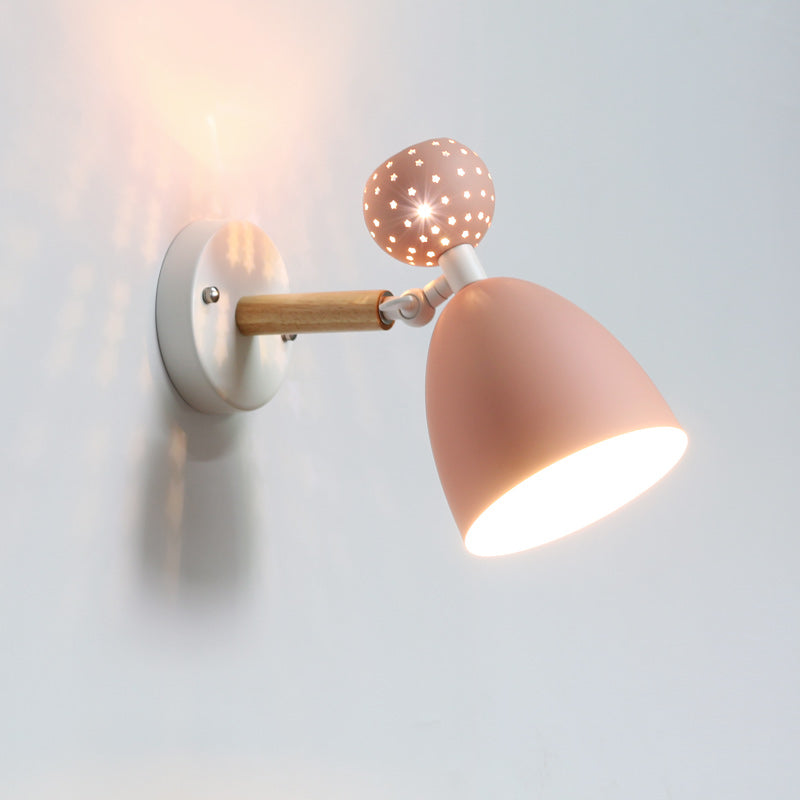 Lisslune | Creative Macaron Bell Wall Mount Light Metal 2-Light Nightstand Wall Lamp with Star Cutouts