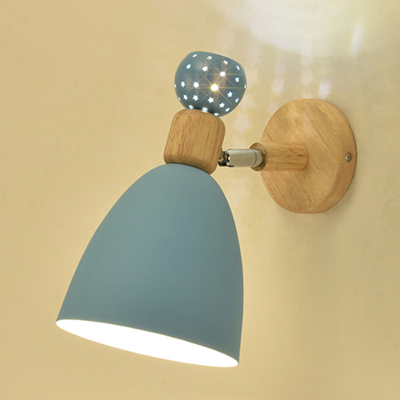 Lisslune | Creative Macaron Bell Wall Mount Light Metal 2-Light Nightstand Wall Lamp with Star Cutouts