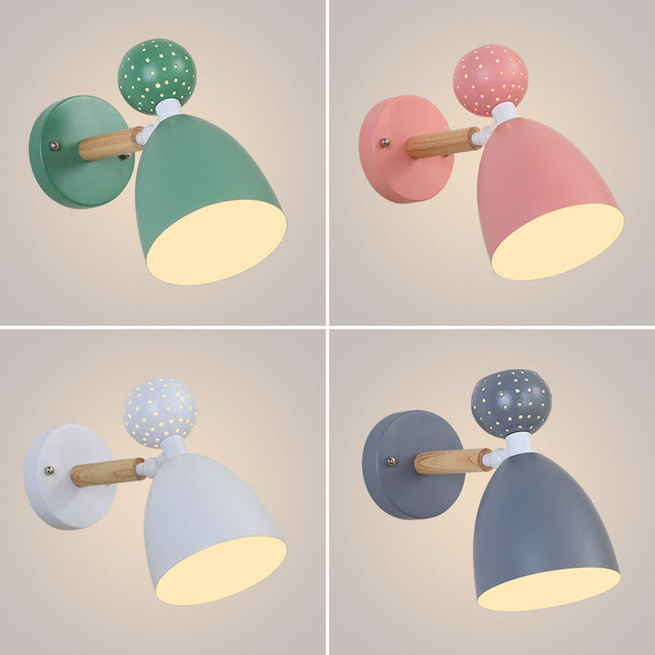 Lisslune | Creative Macaron Bell Wall Mount Light Metal 2-Light Nightstand Wall Lamp with Star Cutouts
