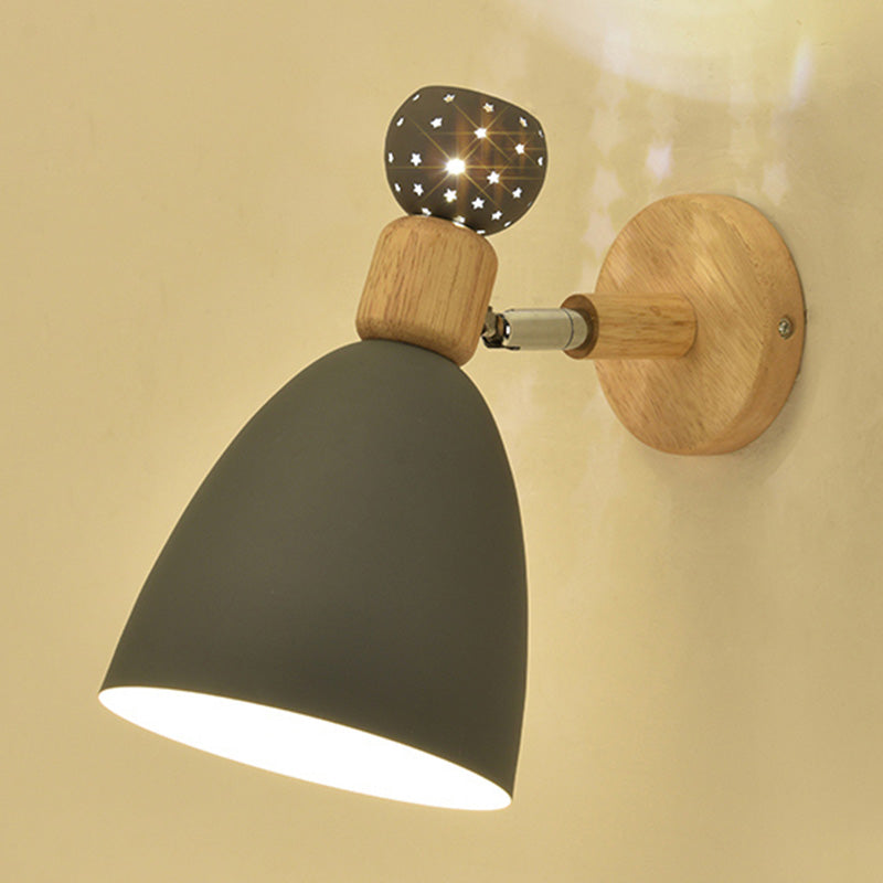 Lisslune | Creative Macaron Bell Wall Mount Light Metal 2-Light Nightstand Wall Lamp with Star Cutouts