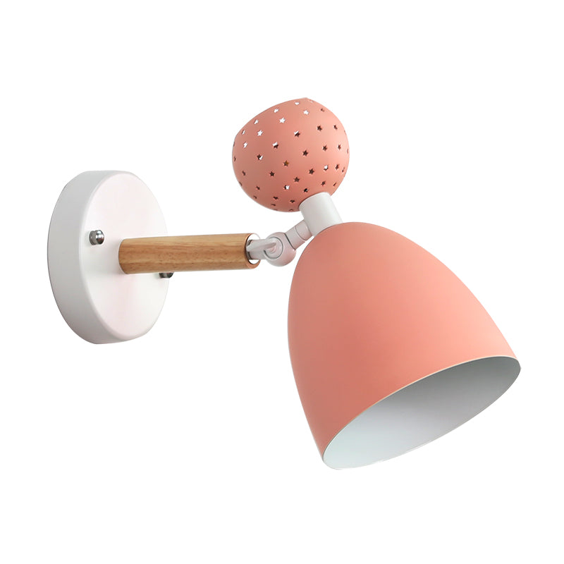 Lisslune | Creative Macaron Bell Wall Mount Light Metal 2-Light Nightstand Wall Lamp with Star Cutouts