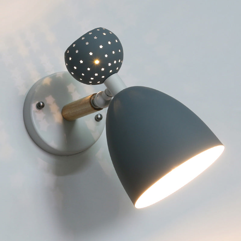 Lisslune | Creative Macaron Bell Wall Mount Light Metal 2-Light Nightstand Wall Lamp with Star Cutouts
