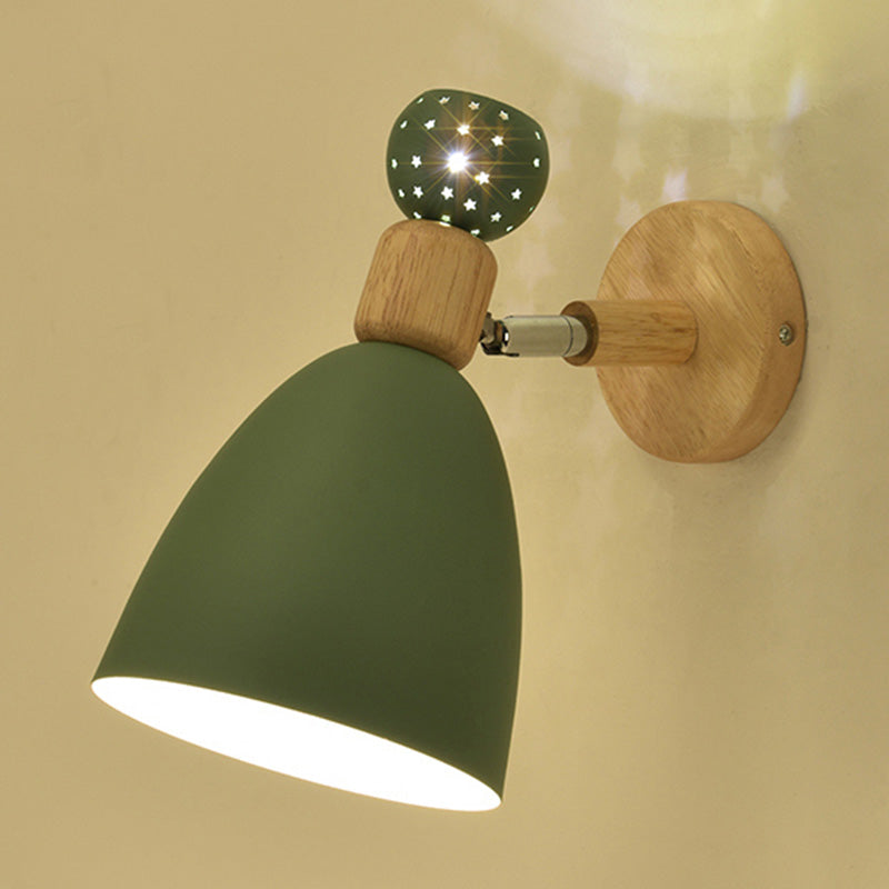 Lisslune | Creative Macaron Bell Wall Mount Light Metal 2-Light Nightstand Wall Lamp with Star Cutouts