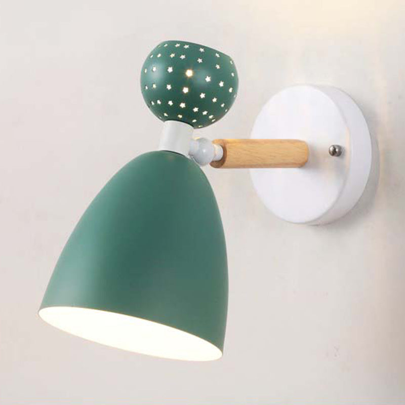 Lisslune | Creative Macaron Bell Wall Mount Light Metal 2-Light Nightstand Wall Lamp with Star Cutouts