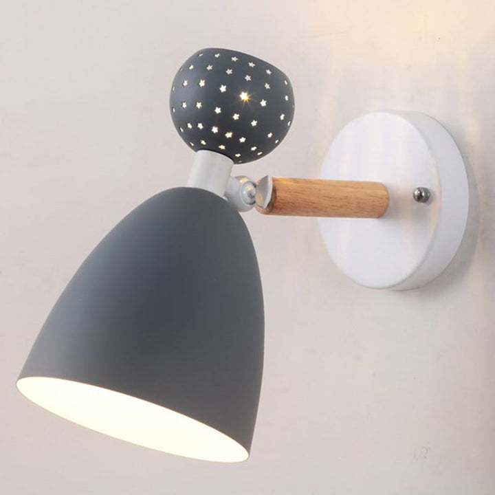 Lisslune | Creative Macaron Bell Wall Mount Light Metal 2-Light Nightstand Wall Lamp with Star Cutouts