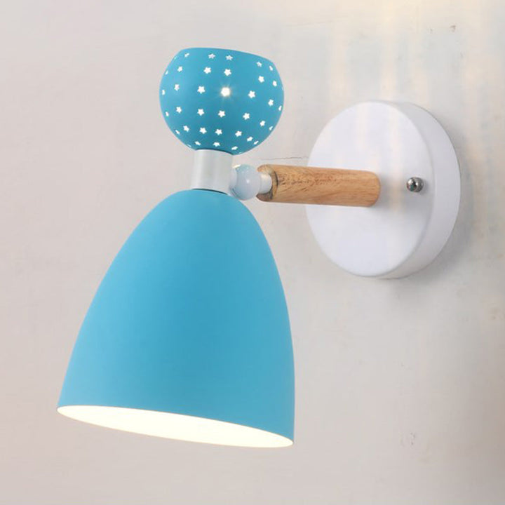 Lisslune | Creative Macaron Bell Wall Mount Light Metal 2-Light Nightstand Wall Lamp with Star Cutouts