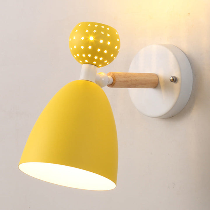 Lisslune | Creative Macaron Bell Wall Mount Light Metal 2-Light Nightstand Wall Lamp with Star Cutouts