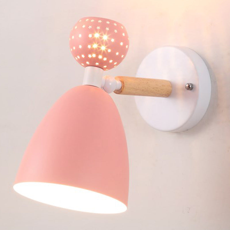 Lisslune | Creative Macaron Bell Wall Mount Light Metal 2-Light Nightstand Wall Lamp with Star Cutouts