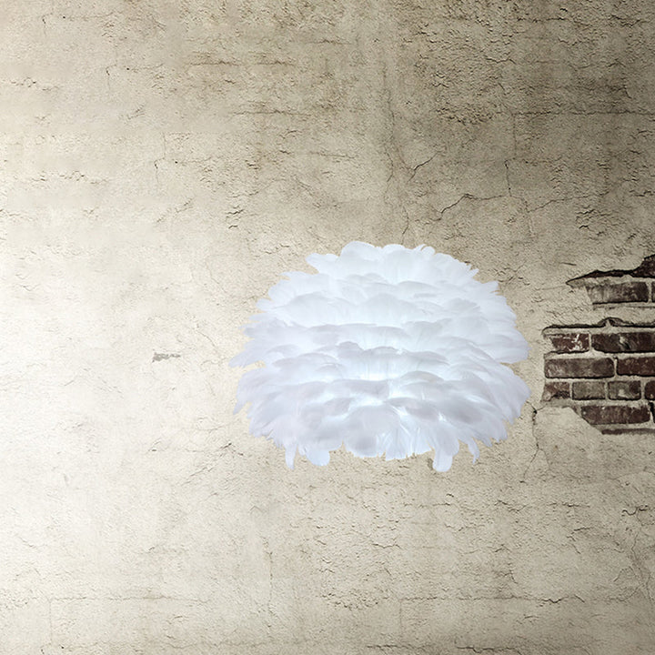 Lisslune | White Semi-Dome Up and Down Light Nordic Single Feather Ceiling Light Wall Lamp for Bedroom