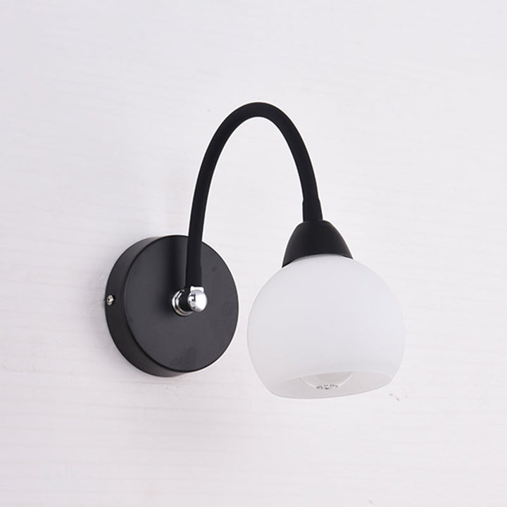 Lisslune | Ball Wall-mounted Vanity Light Retro Black Opal Glass Wall Lamp for Bathroom