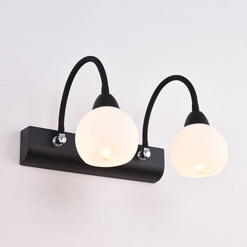 Lisslune | Ball Wall-mounted Vanity Light Retro Black Opal Glass Wall Lamp for Bathroom